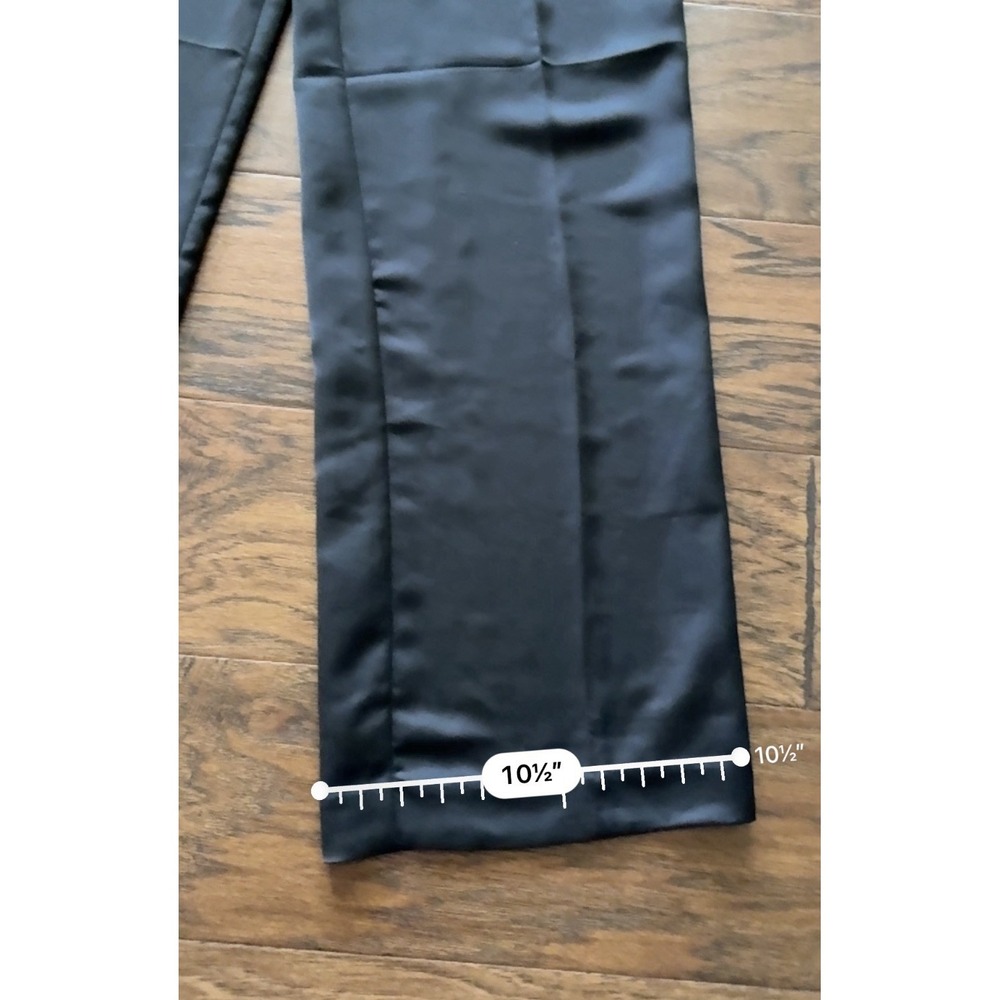 LOFT The Peyton Trouser Pleated Satin Wide Leg High Rise Black 0 - Picture 7 of 15